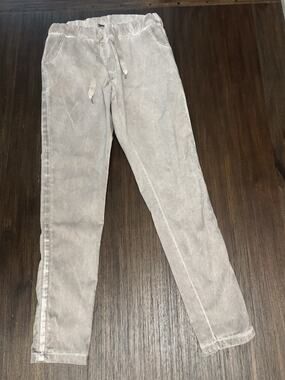Tina Stephens Women's Pants Acid Wash Slim Leg Beige Elastic Waist Made in Italy